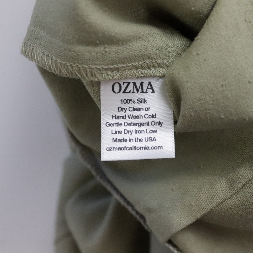 OZMA Silk Clyde Pants Sage Green Large Pleated High Waist - Picture 8 of 8